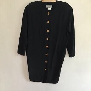 Vintage CAbi Black long line blazer with gold buttons